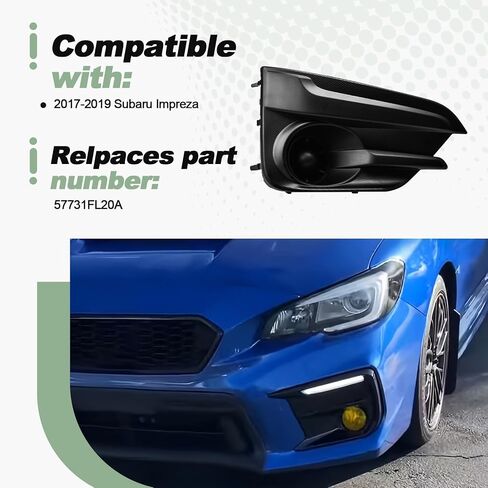 Front Bumper Fog Light Cover Compatible with 2017-2019 Subaru Impreza Replace 57731FL20A (Passenger Side) in Kuwait
