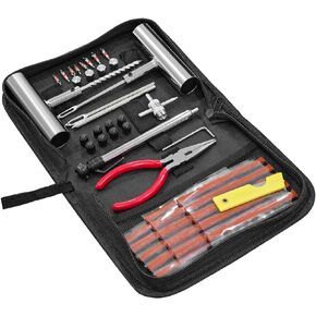 Tire Repair Kit, 46 Pcs Heavy Duty Tire Plug Kit to Fix Punctures, Car Emergency Tool, Universal Plug Flats Patch Kit for Motorcycle, Truck, Tractor, Trailer, RV, SUV, ATV. Car Accessories