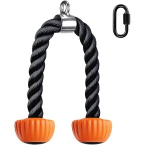SELEWARE Tricep Rope W/ Rubber Ends Cable Machine Attachments for Gym, 28"/36" Universal Triceps Pull Down Rope for Pulley System Home Gym Workout Fitness