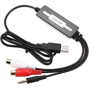 USB Audio Capture Recorder Card Converts Turntable LP/Cassette Tape Audio to MP3/WAV Digital Music Converter Adapter, Support Windows XP/Vista/7/8/8.1/10 and MAC.