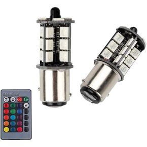 1797 S25 1157 BAY15D P21/5W LED RGB Bulb Amber Yellow White Red 16 Color Changing Brake Lights Turn Signal Reverse Tail Bright Strobe Car Trunk Remote Control Switch Kit Plug 12V 5050SMD Replacement