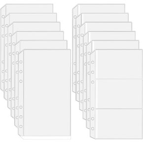 12 Pcs A6 Binder Sleeves A6 PVC Cash Envelopes 6 Holes Binder Pockets Card Sleeves Waterproof PVC Pockets Clear Cash Envelopes Clear Zipperless Binder Pouch for Protect Store Your Cash Invoices Coupon