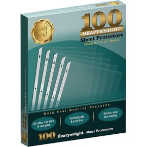 100 Clear Heavyweight Poly Sheet Protectors by Gold Seal, 8.5" x 11"