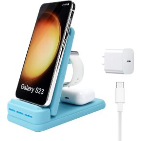 Foldable 3 in 1 Wireless Charging Station for Multiple Devices Apple,Wireless Charger for Travel,Wireless Charging Stand Compatible with iPhone 15/14/13/12/Pro/Max/Plus Watch S2-S9/SE