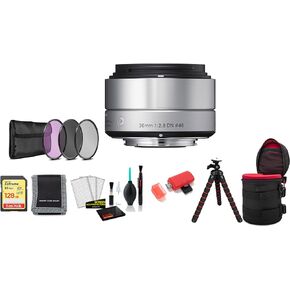 Sigma 30mm f/2.8 DN Art Lens for Micro Four Thirds (Silver)(33S963) Bundle with 128GB Memory Card + Filter Kit + Tripod and More