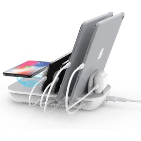 SooPii 70W Charging Station for Multiple Devices,5 Port Charging Dock with 15W Wireless Charger, 25W USB C PD/PPS Fast Charging for lPad,lPhone 14/Xs/Max/13/Samsung