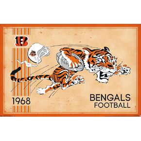 Trends International NFL Cincinnati Bengals - Retro Logo 14 Wall Poster, 22.37" x 34.00", Black Framed Version