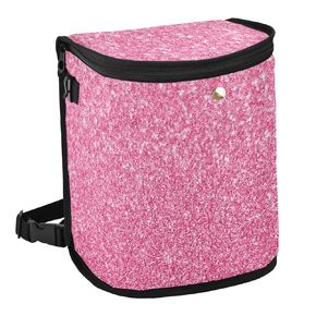 Pink Glitter Car Trash Can with Lid Van Sparkling Particles Garbage Cans Collapsible Portable Car Garbage Bin Multipurpose Trash Bin for Car Holiday Gifts