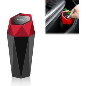 Pack-1 Car Cup Holder Trash Can, ABS Mini Storage Organizer, Multi-Functional Automobile Interior Accessories, Universal for Most Cars, SUVs and Vans (Red #1)