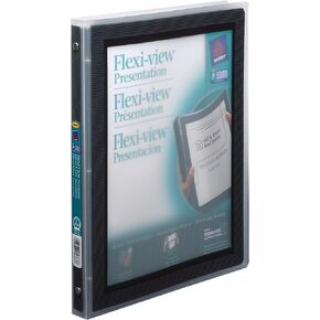 Avery 15767 Flex-View Binder, 1/2-Inch Capacity Round Rings, 11 x 8-1/2, Black