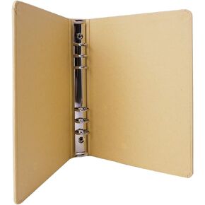 Blank A5 Kraft Paper Hardcover 6-Holes Round Ring Binder Protector for Notebook Diary Journal,School Office Stationery Supplies Loose Leaf Binder Folder File Cover Organizer Planner