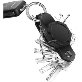 Waterproof Key Organizer for Airtag Case,Mini Key Holder for Airtag,Anti-lost Silicon Airtag Holder Case GPS Tracker Car Keys Finder Item Locator with Keychain,Car Key Fob(Up to 5 Keys)-Black