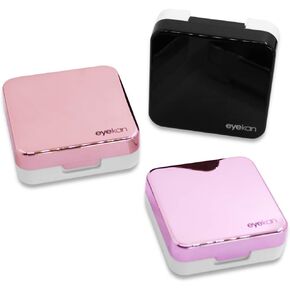 YuCool 3 Pack Contact Lens Case, Mini Stylish Simple Portable cases Kit Set Hard Double Lens Box+Mirror+Bottle+Container Holder+Tweezers for Travel&Home-Black,Rose Gold,Pink