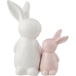 عيد الفصح الزخرفية الأم الطفل السيراميك أرنب زخرفة الراقية النحت أرنب السيراميك السلس المستخدمة لفصل الربيع البستانية معرض سطح المكتب الديكور (الوردي جنبا إلى جنب) in Kuwait