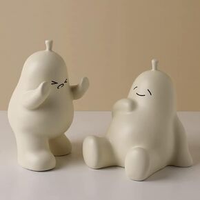 Pear Bookends Vanilla White Ceramic Creative Bookends for Shelves Book Holder Stopper for Books/Movies/CDs/Video Games (1 Pairs) Backrest Style