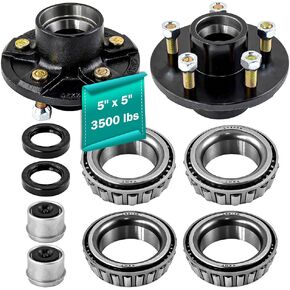 Trailer Hub Kit 5 Bolt 4.5 for 3500 lbs Heavy Duty Trailer Axle 1-1/16'' with 1/2"-20 Thread #84 Spindle 5 Lug Trailer Hub 2 Sets