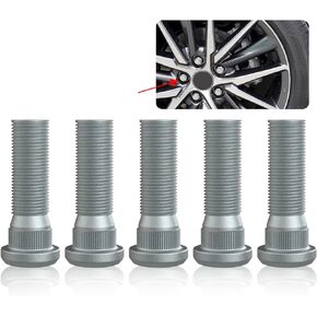 5 PCS Car Hub Screws Kit, M12 x 1.5 Steel Lug Bolt Deep Thread Replacement Parts 90942-02049, 1.9"/49mm Long Wheel Studs Knurl, Compatible with Toyota Camry Corolla Domineering (Silver)