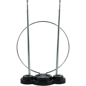 GE Amplified Indoor HD Digital TV Antenna, Long Range Smart TV Antenna, Extendable Rabbit Ear Dipoles, Supports 4K 1080P HD Smart TV VHF UHF, Amplified Signal Booster, 6ft Coax HDTV/AC Adapter, 34134