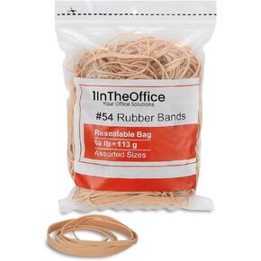 1InTheOffice Rubber Bands #54, Size 54 Rubber Bands, Beige, Assorted 1 lb/Box