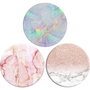 Collapsible Phone Bracket 360°Rotary Grips for Phones & Tablets(3 Pack) - Green, Pink Marble Smile Rose Gold Geometry