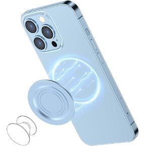 AUROX for MagSafe Base Compatible with PopSocket Phone Grips for iPhone 15/14/13/12, Magnetic Base Plate, Removable Socket Grip Base Compatible with MagSafe Cases, Thin Portable Plate, Light Blue