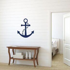 Navy Blue Anchor Vinyl Wall Decal Sticker - Large Nautical Ocean Symbol, Decoration for Home or Themed Room