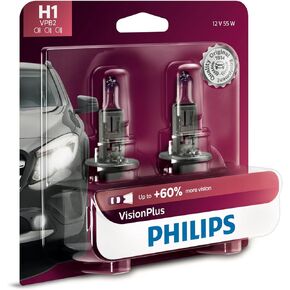 Philips Automotive Lighting H1 CrystalVision Ultra Upgrade Bright White Headlight Bulb, 2 Pack, 12258CVB2