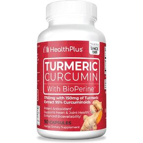 Health Plus Turmeric Curcumin, 90 Capsules, 30 Servings
