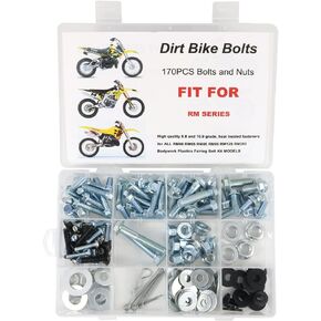 Xitomer 170 PCS Plastics Engine Body Frame Exhaust Bolts Kit Fit For RM RMX 60 65 80 85 125 250, Full Sets complete Fairing bodywork Bolts
