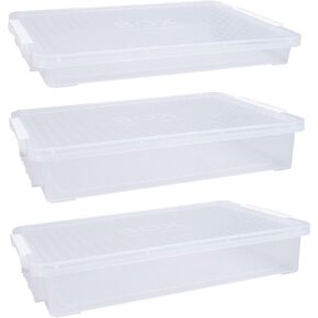 3PCS Plastic Storage Containers with Lids, Portable Plastic File Box, Clear Storage Bins with Lids for Storage, Organizing A4 Paper, Photo, Document, Scrapbook