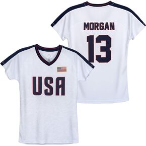 Icon Sports USWNT Player T Shirt – Girls’ Official U.S. Women’s National Soccer Team Association USA Flag Football Tee Top