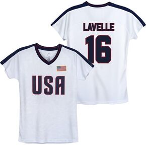 Icon Sports USWNT Player T Shirt – Girls’ Official U.S. Women’s National Soccer Team Association USA Flag Football Tee Top