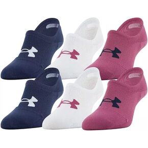 Under Armour Women's 6 Pack Essential Breathe Lite Ultra Low Socks, Medium - Magenta Quartz/Assorted