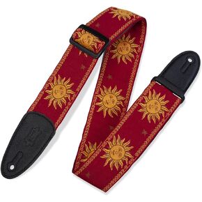 Levy's Leathers MPJG-SUN-RED 2" Jacquard Weave Guitar Strap with Sun Pattern, Red