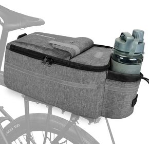 Bike Rear Pannier Bag - Insulated Trunk Cooler Bags, Cycling Bicycle Rear Rack Bike Backseat Storage Waterproof Cargo Luggage Saddle Shoulder Bag (Black)