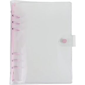 A5 Clear PVC Binder Cover 6 Pink Round Ring Binders Dia 20mm Snap Closure Sealing Edge Notebook Shell File Folders Album Binders