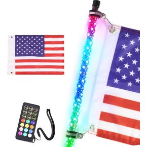 3FT RF التحكم عن بعد LED ضوء السياط مع ضوء داكينغ/مطاردة مع هوكوب والعلم الأمريكي للمركبات على الطرق الوعرة ATV UTV RZR Jeep Trucks Dunes