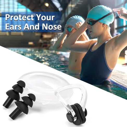2 حزمة للجنسين قبعات السباحة للماء سيليكون قبعات السباحة دائم مرونة عدم الانزلاق الاستحمام قبعات حمام السباحة مع سدادات الأذن ومشابك الأنف للنساء الرجال البالغين الفتيان الفتيات in Kuwait