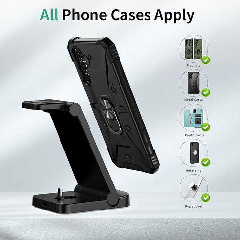 محطة شحن 3 في 1 لأجهزة سامسونج، شاحن 25 وات PD فائق السرعة لهاتف Samsung Galaxy S23 Ultra/S22/21/Note20/Z Fold5/4/3، Galaxy Buds2Pro/Plus/Liv، شاحن لاسلكي لساعة Galaxy Watch 6/5 pro/4 /3/نشط2 in Kuwait