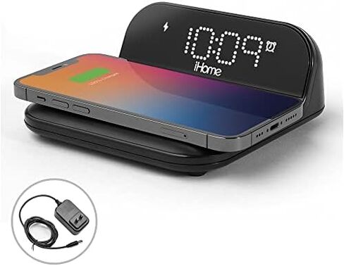 ساعة منبه iHome مع شحن لاسلكي وشاحن iPhone وشاحن Samsung مع شاحن USB لأجهزة Apple وAndroid in Kuwait