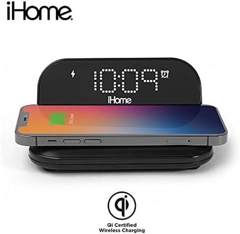 ساعة منبه iHome مع شحن لاسلكي وشاحن iPhone وشاحن Samsung مع شاحن USB لأجهزة Apple وAndroid in Kuwait
