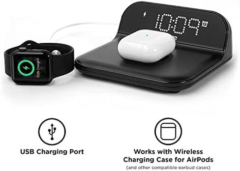 ساعة منبه iHome مع شحن لاسلكي وشاحن iPhone وشاحن Samsung مع شاحن USB لأجهزة Apple وAndroid in Kuwait
