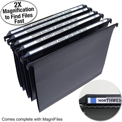 Ultimate Office Mesh Hanging File Organizer Complete with 5 MagniFile Hanging File Folders, Black Files with Black Indexes in Saudi Arabia