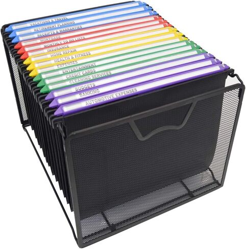 Ultimate Office Mesh Hanging File Organizer Complete with 5 MagniFile Hanging File Folders, Black Files with Black Indexes in Saudi Arabia
