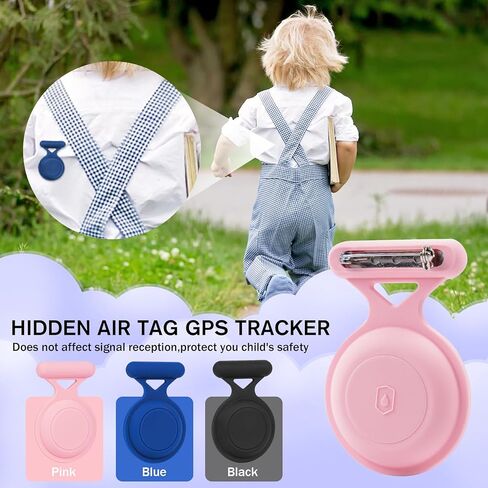 حامل Airtag للأطفال مخفي، 4 عبوات من حامل AirTag المقاوم للماء مع ملصق لاصق 3M، بطاقة هوائية من السيليكون الناعم. حامل للأطفال مزود بدبوس، مناسب للأطفال وكبار السن والدراجة وحقيبة الظهر والأمتعة in Saudi Arabia