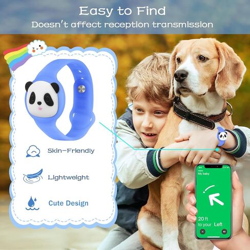 حامل سوار للأطفال لـ Apple Airtag [عبوة من قطعتين]، حافظة حماية من السيليكون اللطيفة لتتبع نظام تحديد المواقع العالمي (GPS) لعلامات الهواء مع حلقة وحزام معصم للأطفال والكبار، مادة صحية (أزرق + وردي) in Kuwait