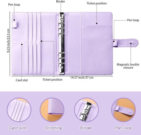 100 Envelope Challenge Binder Kit, A5 Money Saving Challenge Book with 25 Cash Envelopes, Cash Stuffing Binder with Digital Stickers, Purple Money Planner in Kuwait