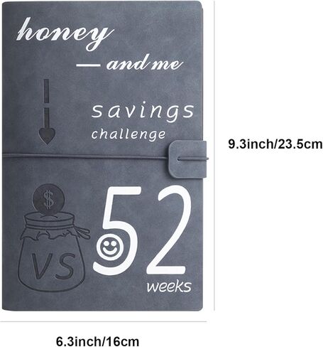 Leather 52 Week Challenge Binder Money Saving A5 - Reusable Challenge Book Budget Binder with Cash Stuffing Envelopes - Frosted Cover Organizer for Cash Savings Notebook Planner - Dark Blue in Kuwait