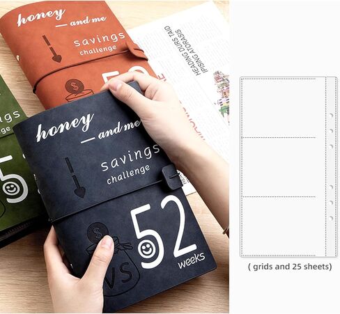 Leather 52 Week Challenge Binder Money Saving A5 - Reusable Challenge Book Budget Binder with Cash Stuffing Envelopes - Frosted Cover Organizer for Cash Savings Notebook Planner - Dark Blue in Kuwait
