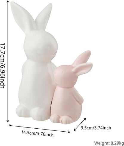 عيد الفصح الزخرفية الأم الطفل السيراميك أرنب زخرفة الراقية النحت أرنب السيراميك السلس المستخدمة لفصل الربيع البستانية معرض سطح المكتب الديكور (الوردي جنبا إلى جنب) in Kuwait